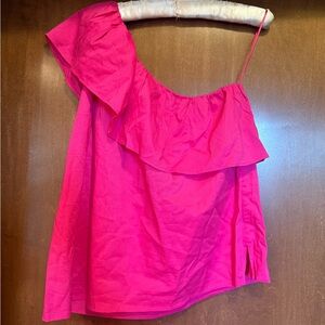 LOFT One-Shoulder Ruffle Camisole — Bright Pink